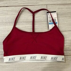 Nike Women's Burgundy Adjustable T Back Sports Bra with White Band medium